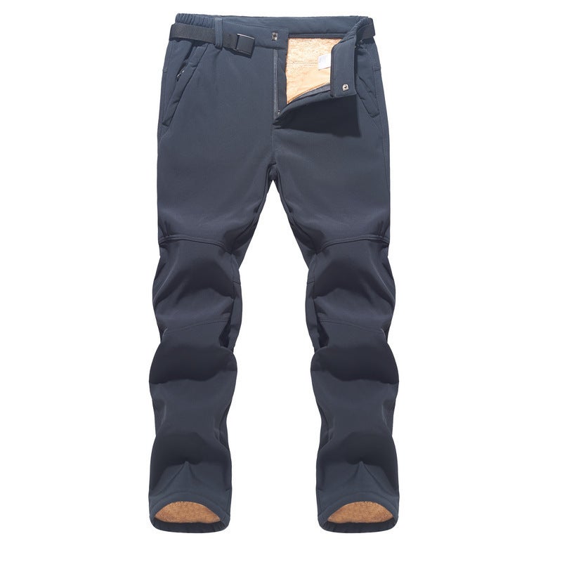 Lambskin Softshell Pants For Men And Women, Couple Style, Winter Long Plush Outdoor Waterproof Windproof Thickened Hiking Softshell Pants - Image 4
